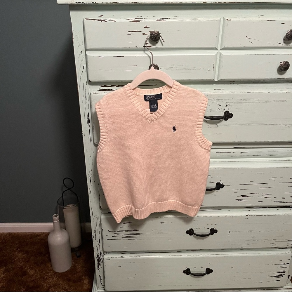 Polo Ralph Lauren Cream Sleeveless Sweater Vest. Boys size 7.